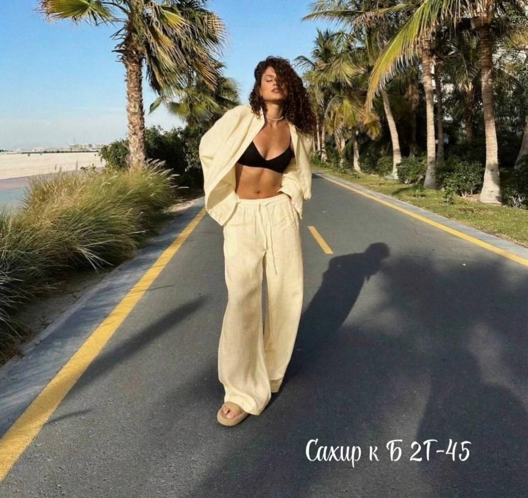 брюки "бали" молочный,стильные костюмы,костюм белый,брючный костюм в пижамном стиле из льна свободного кроя,модная коллекция