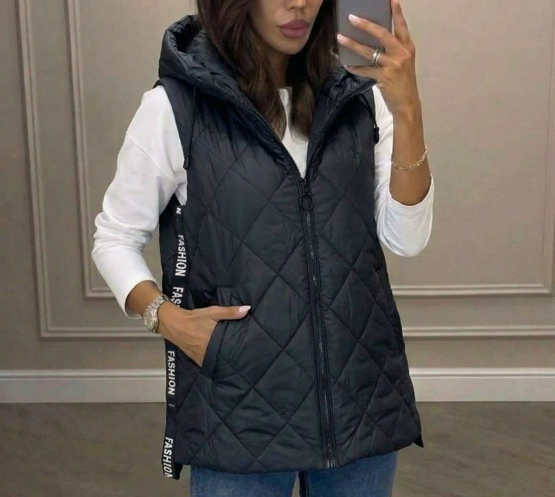 женская жилетка,жилет женский,жилетка удлиненная,дутый удлиненный жилет,жилет удлиненный