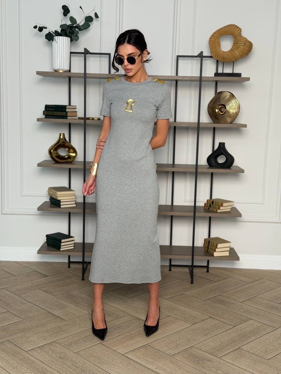 трикотажное платье,платье темно-серое vilatte 021555690,модное платье,платья,женское платье