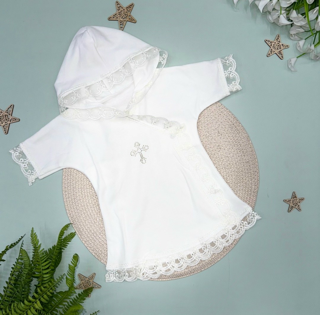 крестильная рубашка с капюшоном,одежда для крещения,крестильная рубашка,крестильные комплекты,крестильный набор