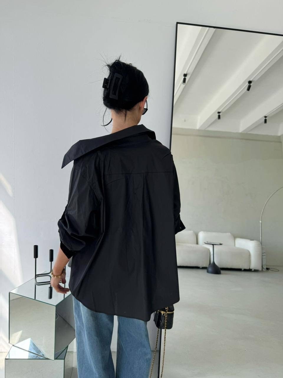 стильная рубашка оверсайз,рубашка стильная,рубашка черная оверсайз,рубашка женская