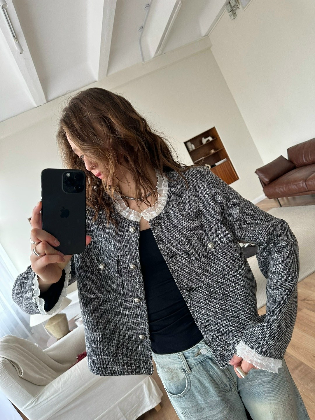 жакет твидовый,трендовый нишевый высококачественный твидовый шерстяной пиджак unxx для женщин,жакет твидовый укороченный,жакет укороченный женский твидовый,твидовый жакет женский