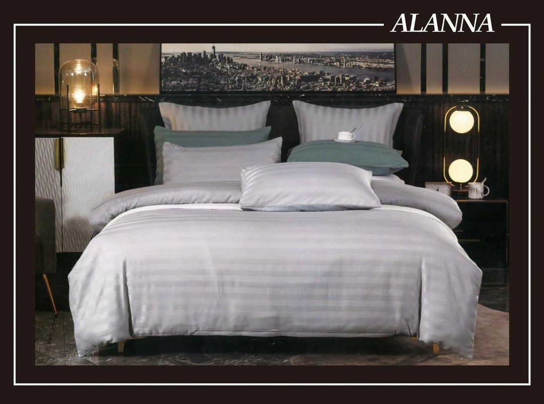 комплект постельного белья alanna,постельное белье страйп сатин alanna,постельное белье страйп сатин,комплект постельного белья страйп сатин,комплект постельного белья alanna сатин .белое