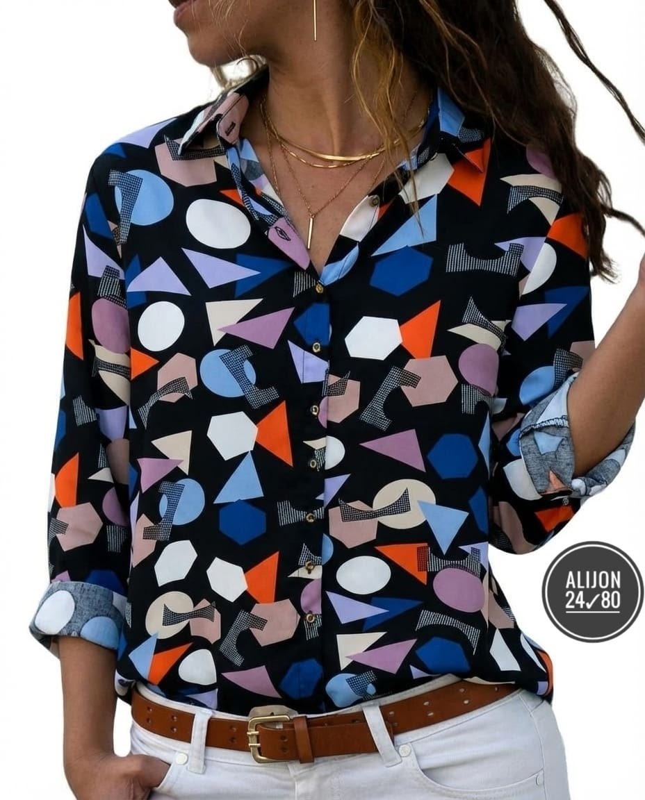 женская блузка,женская рубашка,блузка с геометрическим принтом,женская блуза,женские блузки и рубашки