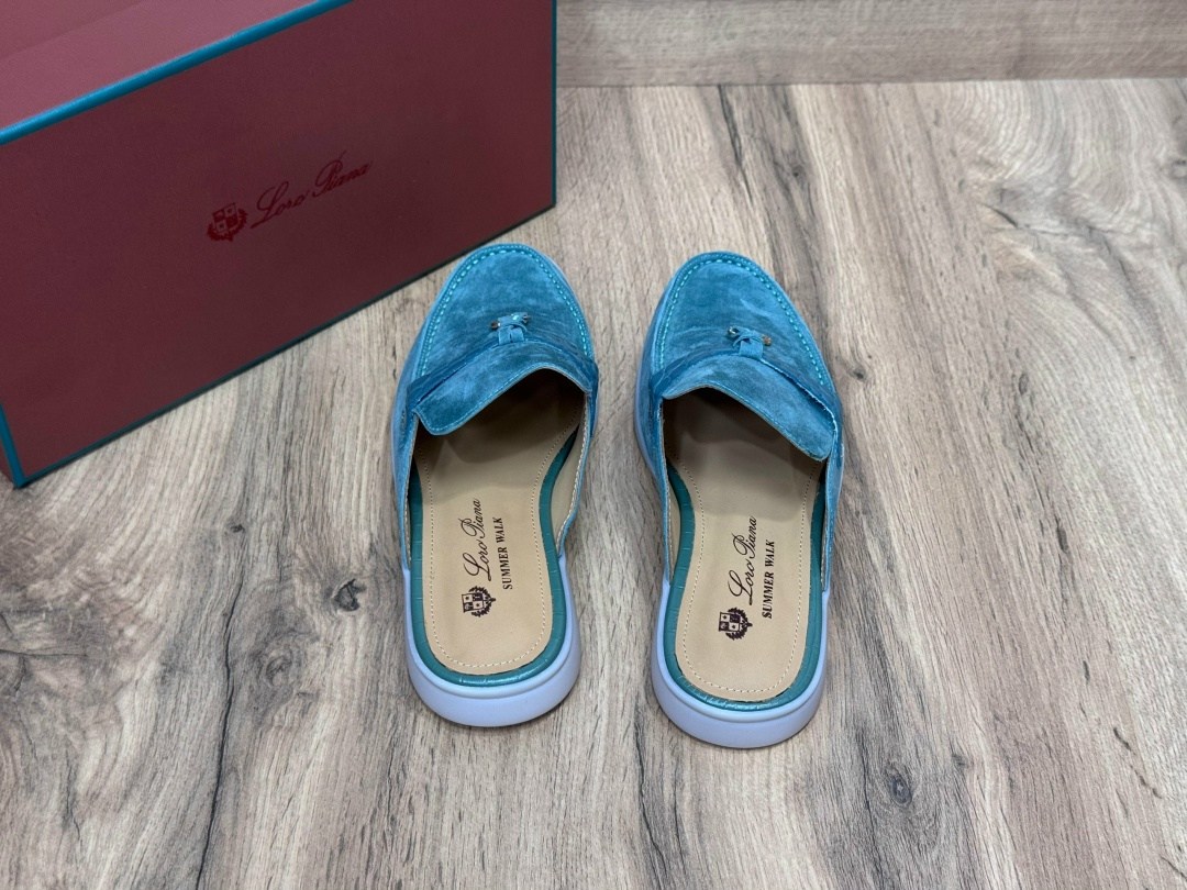 женские замшевые мюли loro piana голубые,мюли loro piana,лоферы loro piana женские,,loro piana лоферы
