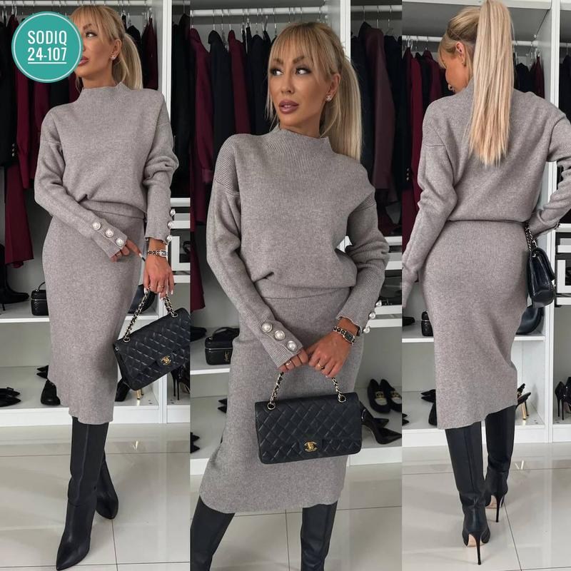 трикотажный костюм женский с юбкой,трикотажные костюмы с юбкой,костюм женский кофта с юбкой теплый,вязаный костюм женский с юбкой,костюм с юбкой