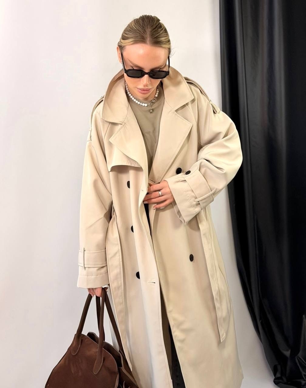 бежевый тренч,тренч плащ,тренч страдивариус бежевый,плащ женский,плащ базовый тренч длинный оверсайз