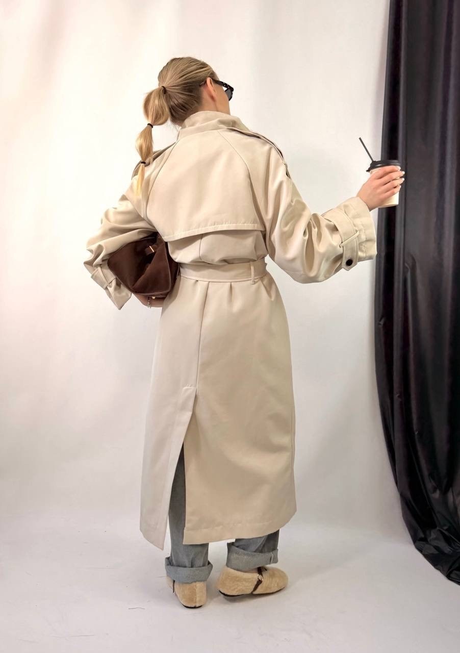 бежевый тренч,тренч плащ,тренч страдивариус бежевый,плащ женский,плащ базовый тренч длинный оверсайз