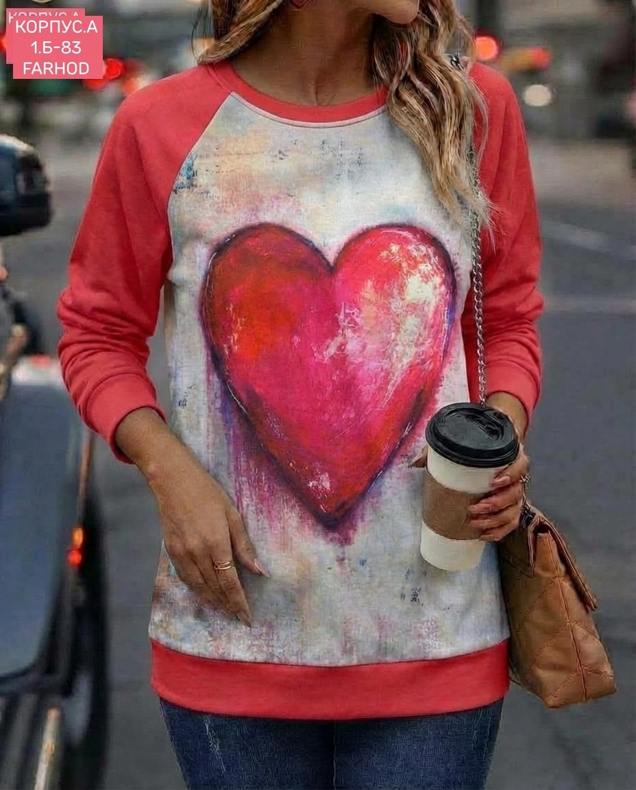 свитшот женская,свитшот толстовка,повседневный свитшот,кофта с сердцем,модная толстовка