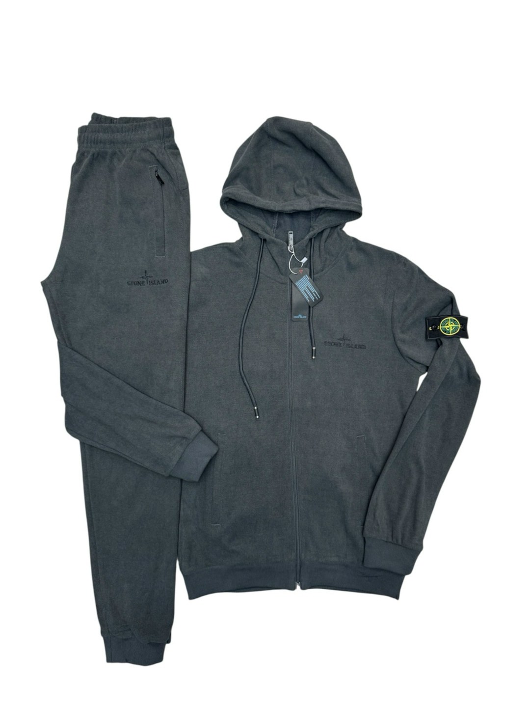 костюм спортивный stone island,спортивный костюм stone island мужской на флисе,зип худи stone island,серо-голубая толстовка с патчем stone island,stone island