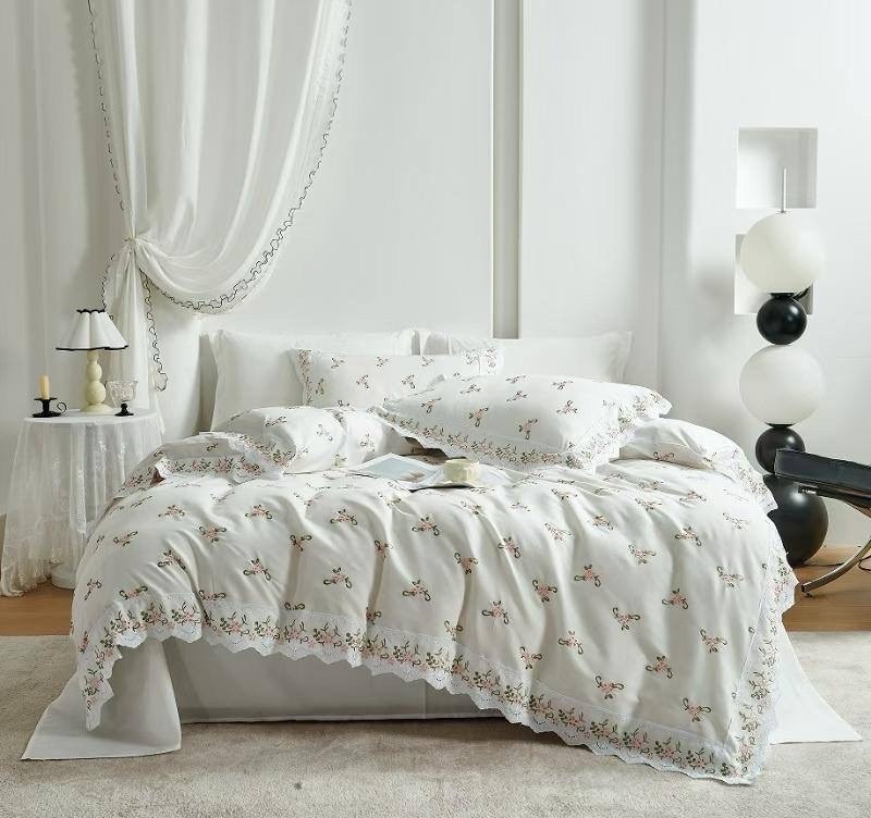 комплект постельного белья,роскошный комплект постельного белья,постельное белье,пододеяльник с рюшами,комплект пододеяльника