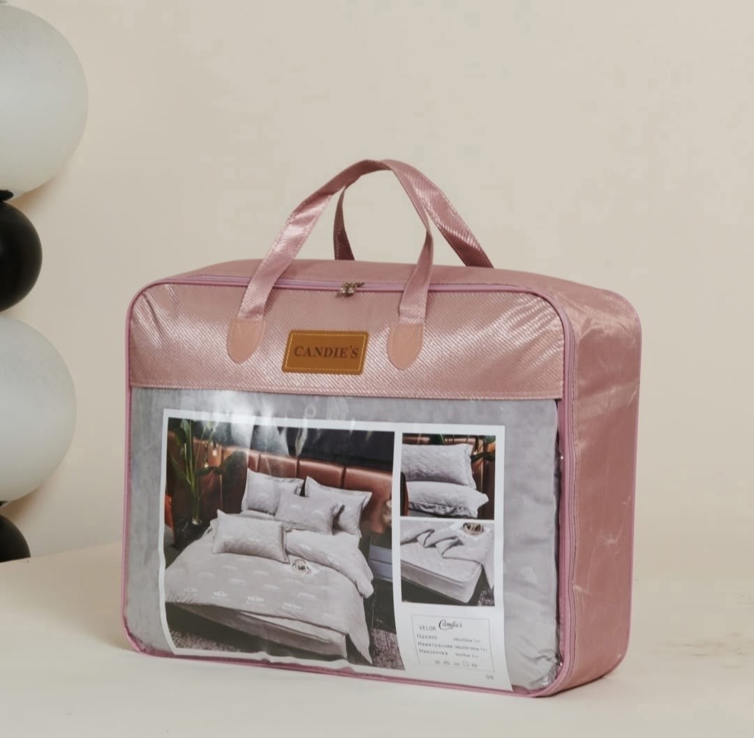 одеяло candie's велюр c наматрасником и наволочками,одеяло candie's велюр c наматрасником и наволочками odvcann04,комплект постельного белья с одеялом, велюр натуральный, евро, наволочки 50x70,постель