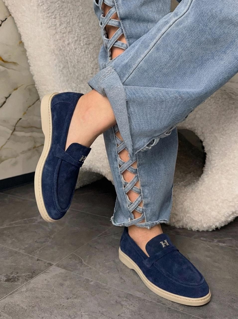 замшевые лоферы loro piana,замшевые лоферы loro piana open walk,лоферы замшевые,женские замшевые лоферы,синие замшевые лоферы loro piana open walk