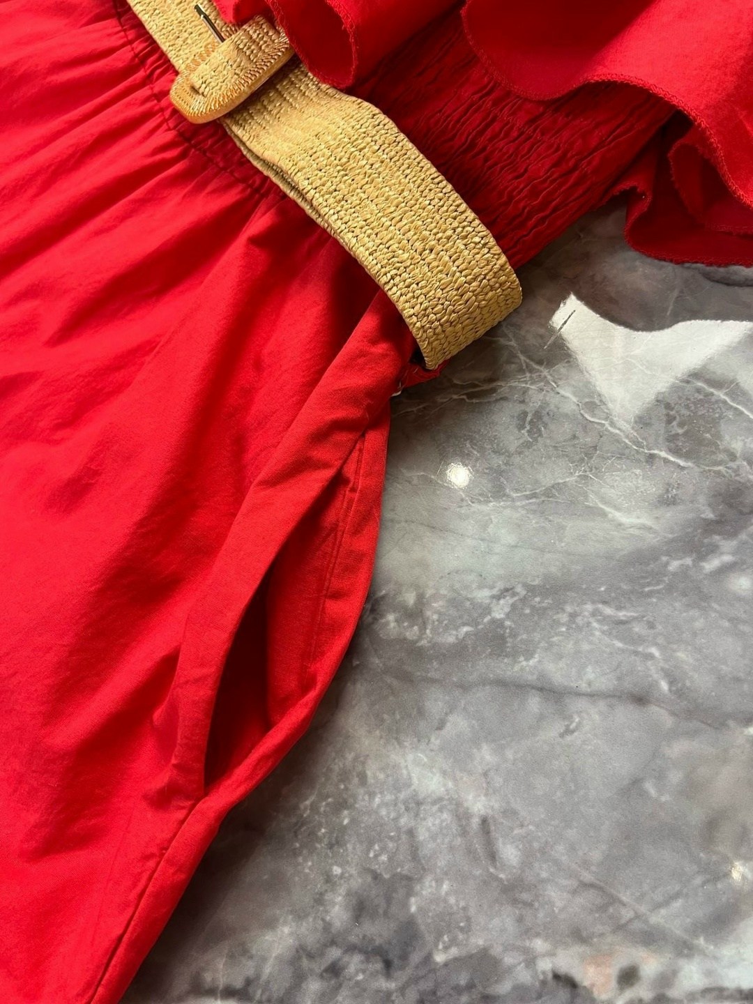 брючный комбинезон,женский комбинезон,красный комбинезон,комбинезон с оборками,комбинезон