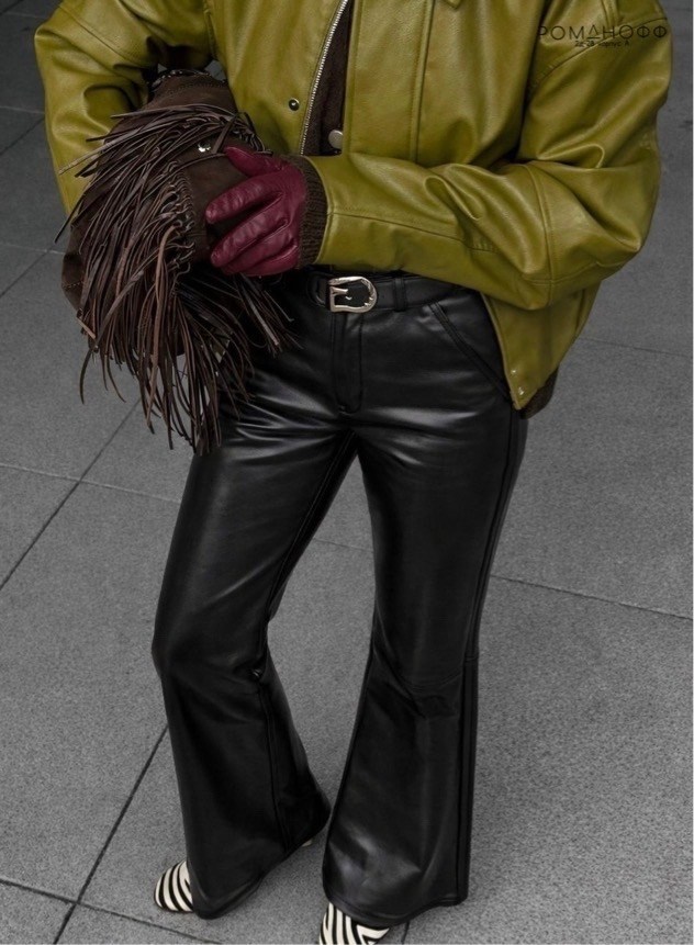 модные образы,кожаные штаны,вечерняя блузка,брюки кожаные