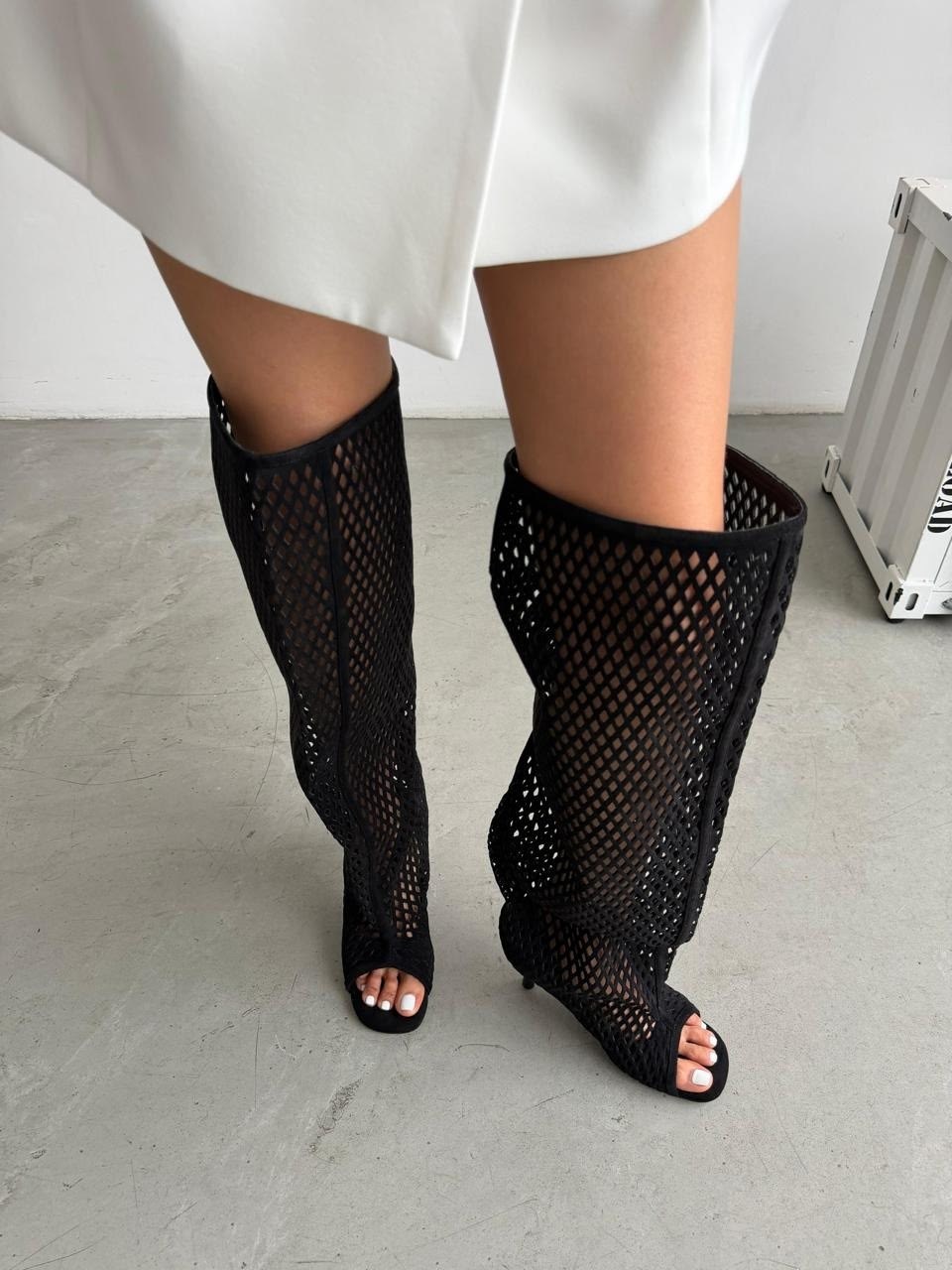 сапоги в сеточку летние,сапоги в сеточку,женские сапоги до середины икры,высокие сапоги,модные сапоги