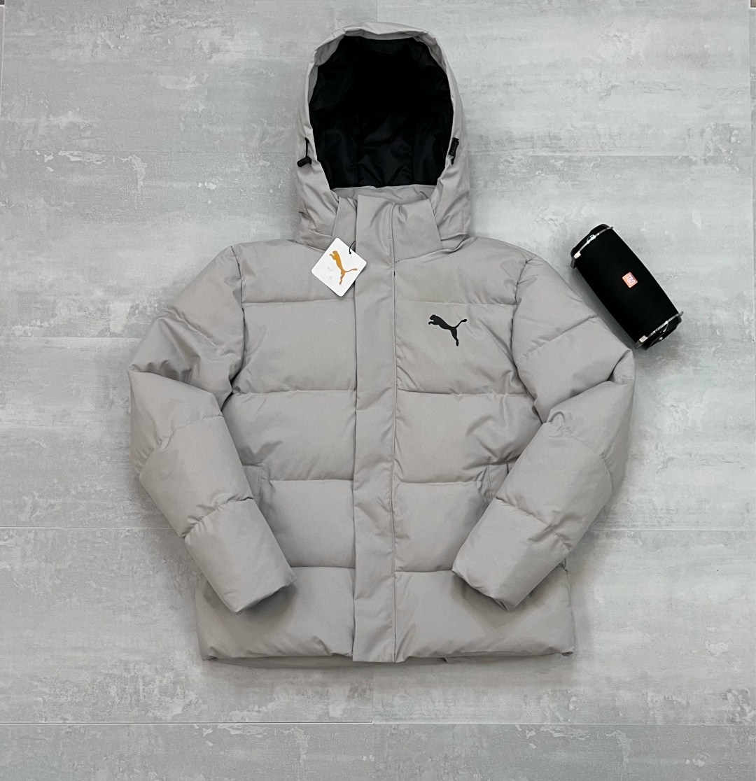 серый пуховик пумам мужской,пуховик puma мужской,куртка зимняя,зимняя куртка puma,пуховик puma