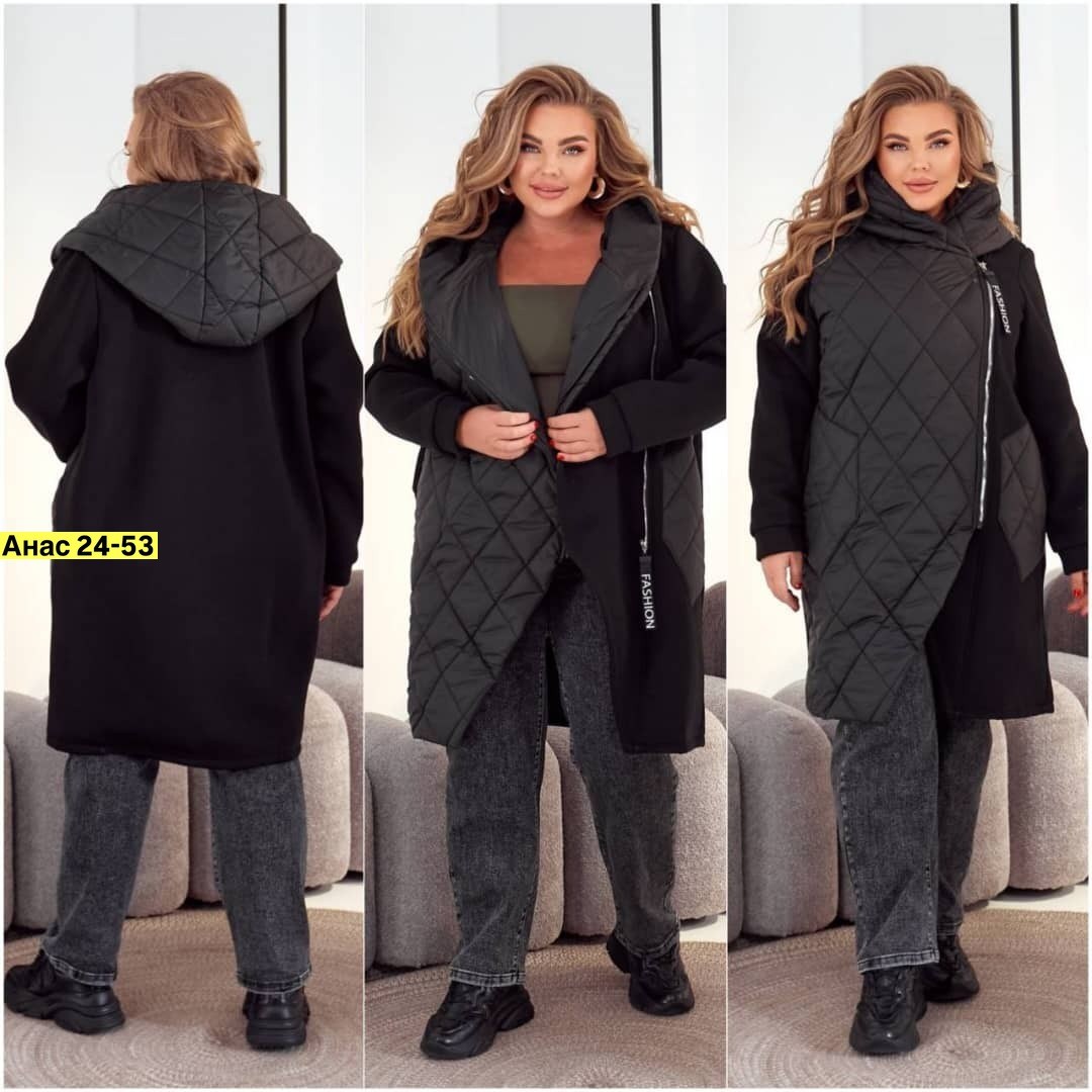 женская демисезонная куртка больших размеров,комбинированная куртка,куртка демисезонная больших размеров,женская верхняя одежда больших размеров,женская куртка