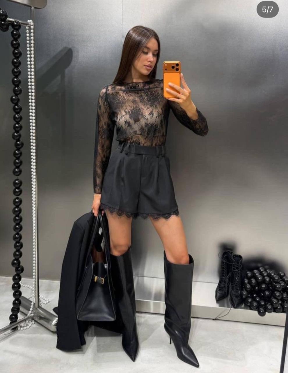 женские шорты,повседневные шорты,черные шорты,шорты с кружевом