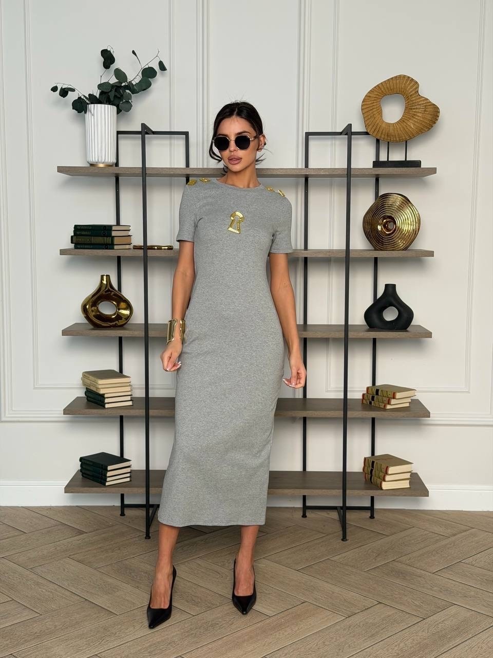 трикотажное платье,платье темно-серое vilatte 021555690,модное платье,платья,женское платье