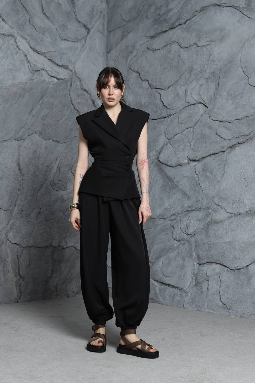 женские брючные костюмы,брюки с жилеткой,женский костюм из двух предметов: жилет и брюки,брюки комплект,жилет зеленый