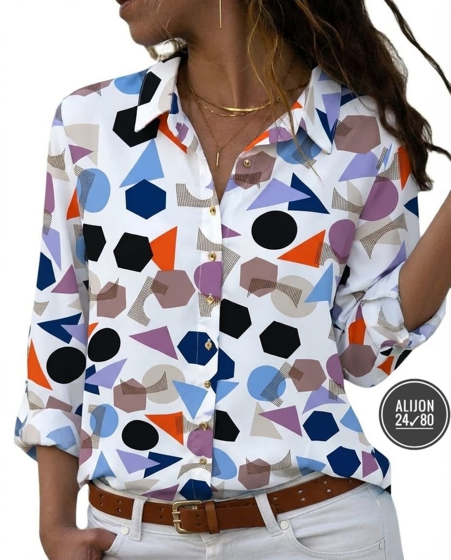 женская блузка,женская рубашка,блузка с геометрическим принтом,женская блуза,женские блузки и рубашки