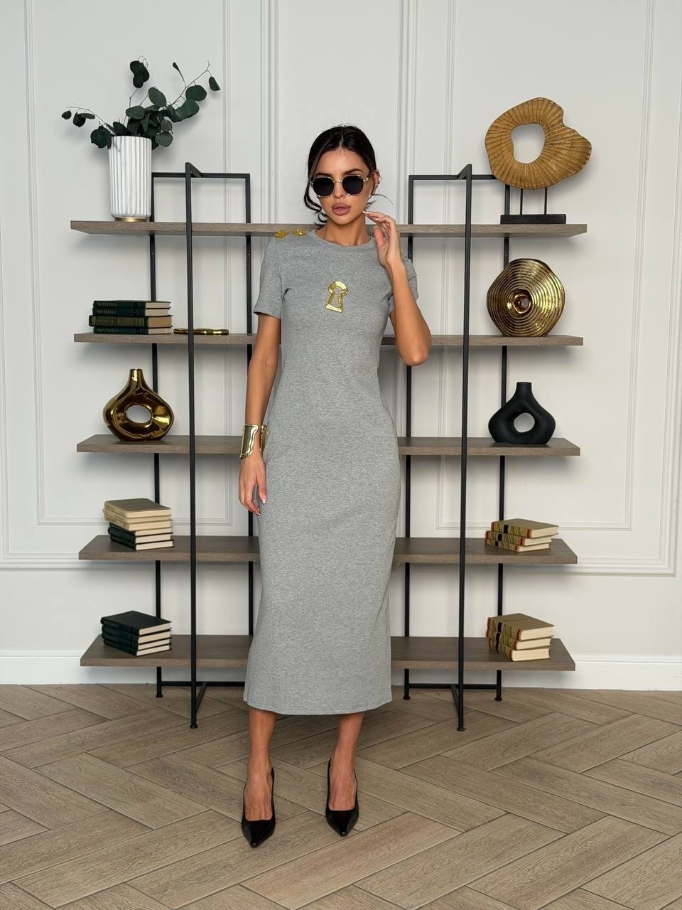трикотажное платье,платье темно-серое vilatte 021555690,модное платье,платья,женское платье