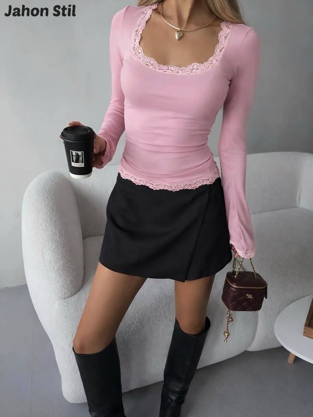 женская кофта,футболка с кружевами,топ с кружевной отделкой в рубчик morgyn edikted розовый,одежда женская,лонгслив женские