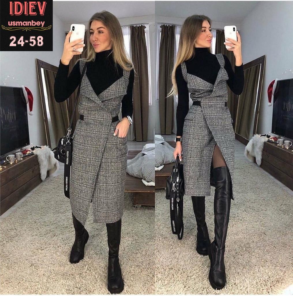 сарафан теплый,сарафан из твида,стильный сарафан,сарафан,одежда и аксессуары