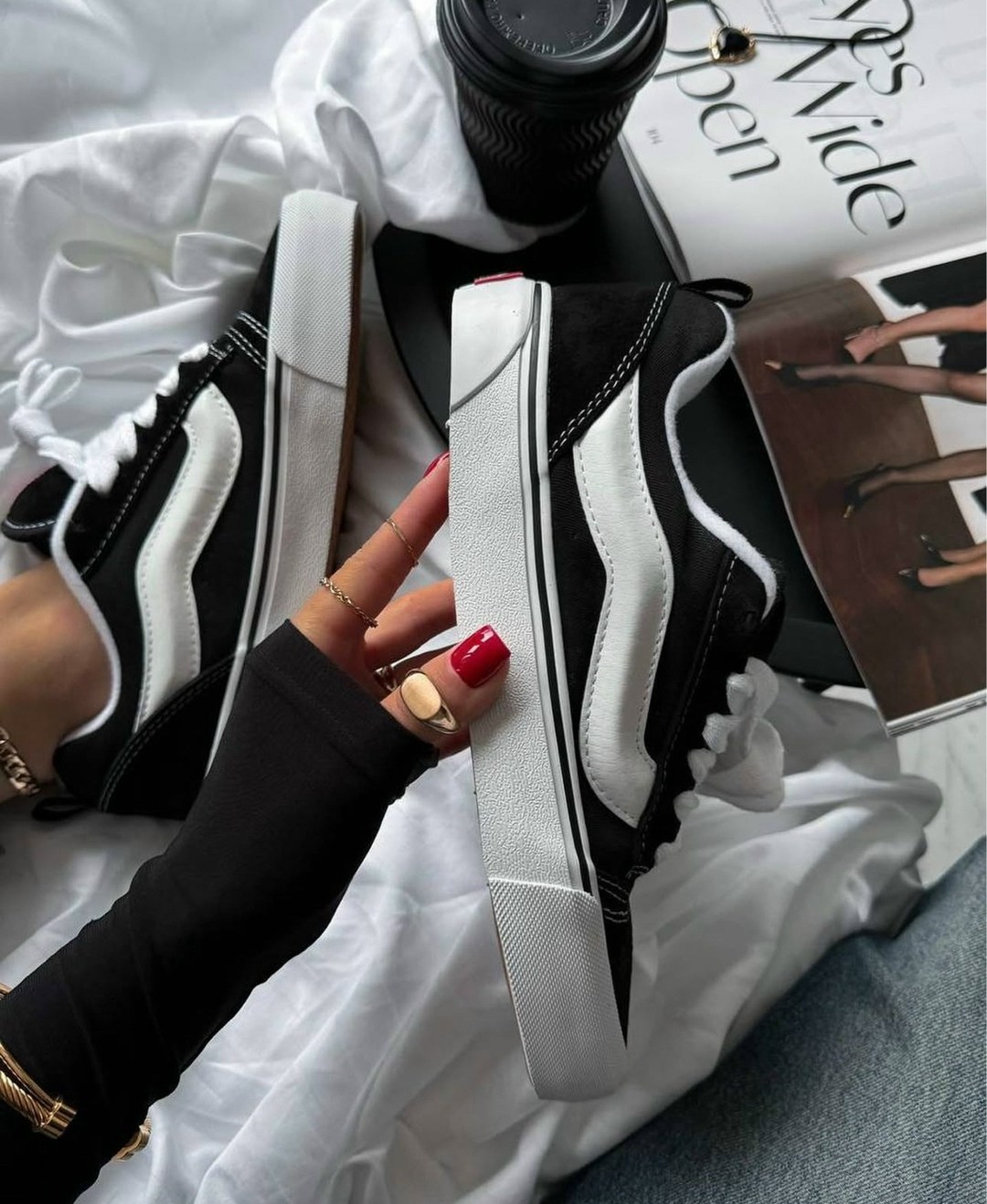 ,кеды vans,женские кроссовки,кеды vans knu school ванс дутый черный,женские кеды vans knu skool black white premium