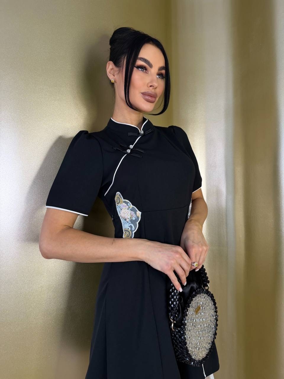 платья,стильное платье,платье стиль,платья в китайском стиле,платье с воротником