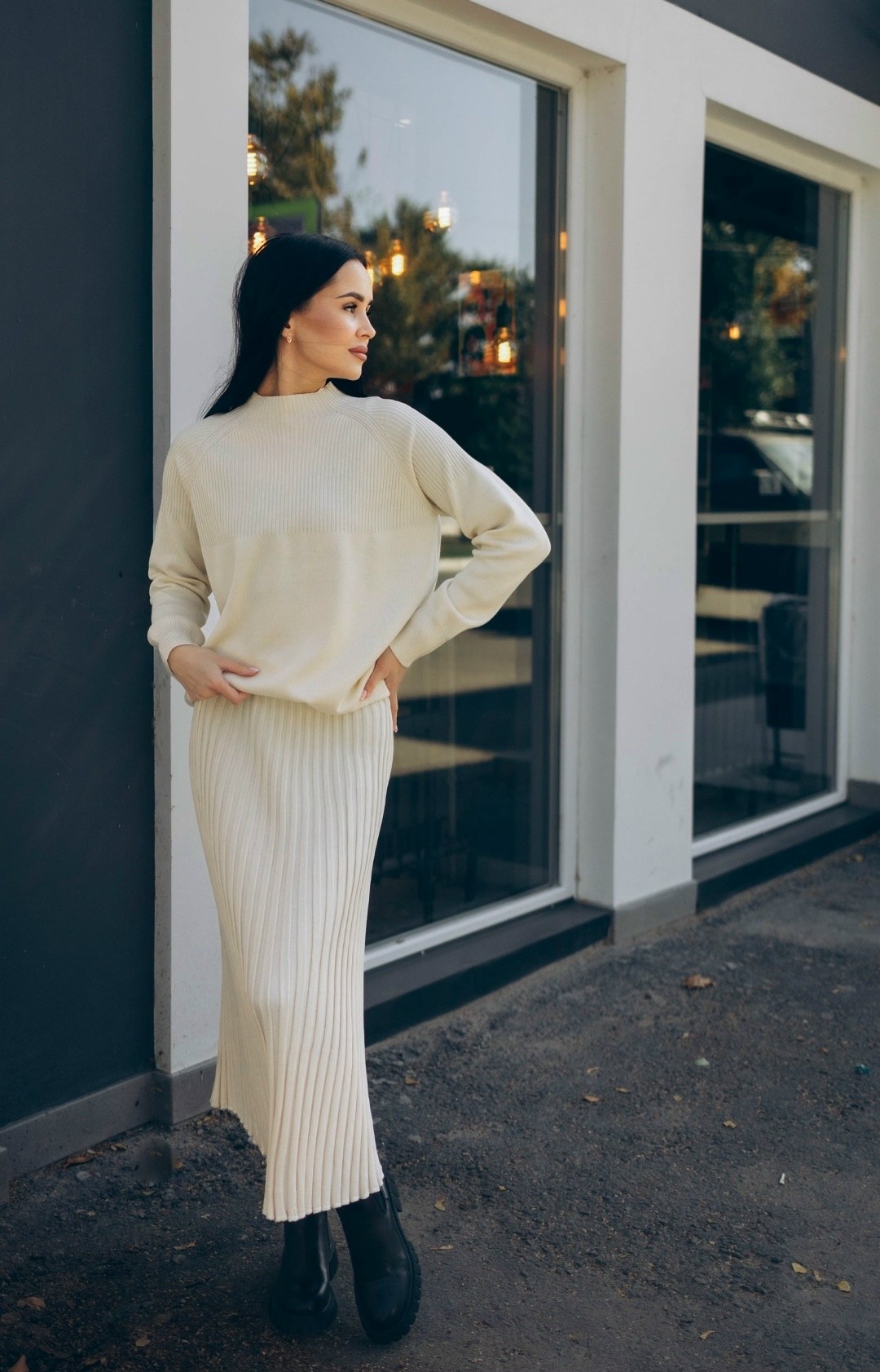 костюм белый,женский костюм,костюм молочный,костюм бежевый,костюм двойка с юбкой вязаный трикотажный теплый paulina brands