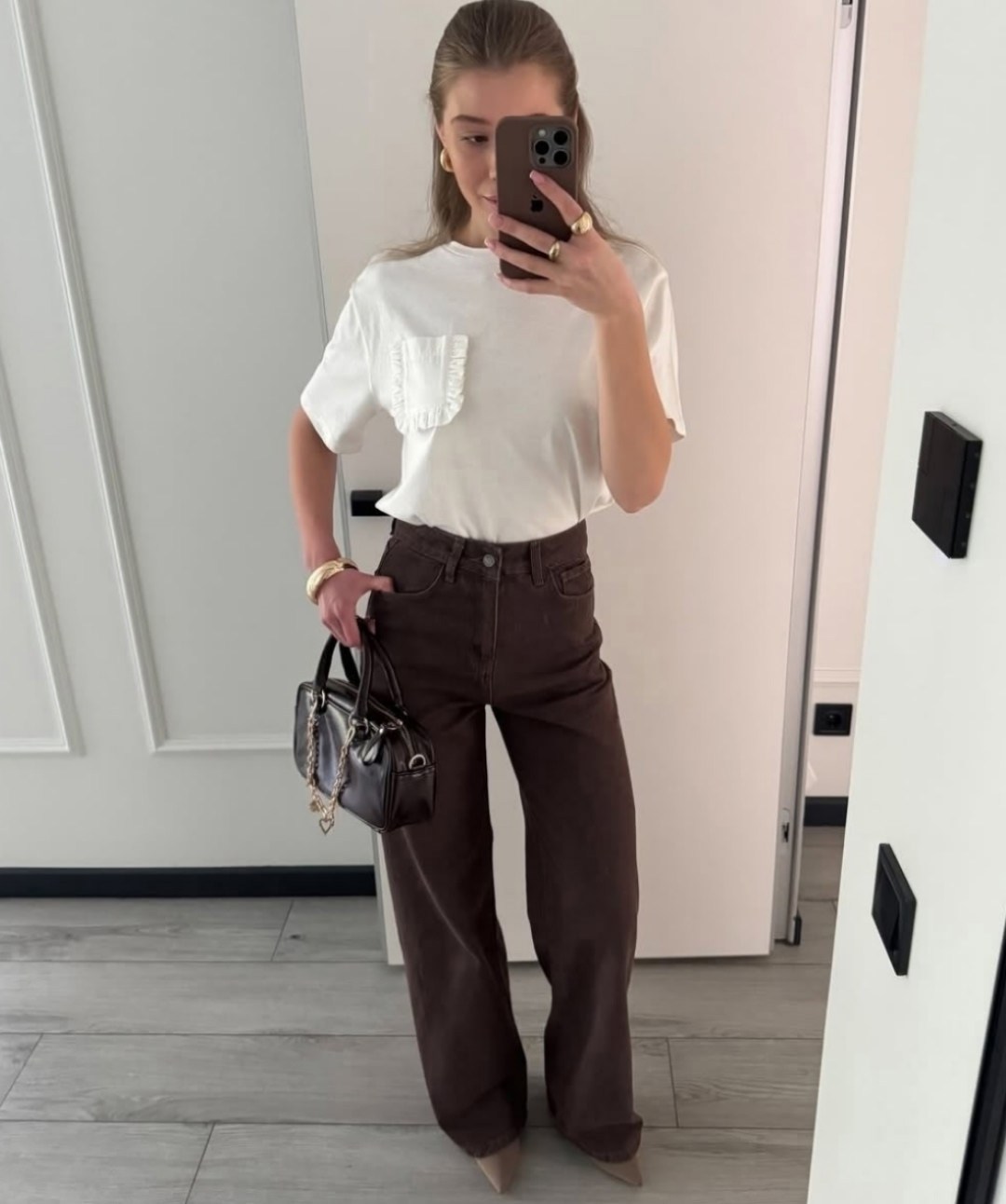 коричневые джинсы широкие,коричневые джинсы,коричневые джинсы женские широкие,коричневые джинсы женские,летние женские коричневые джинсы с высокой талией