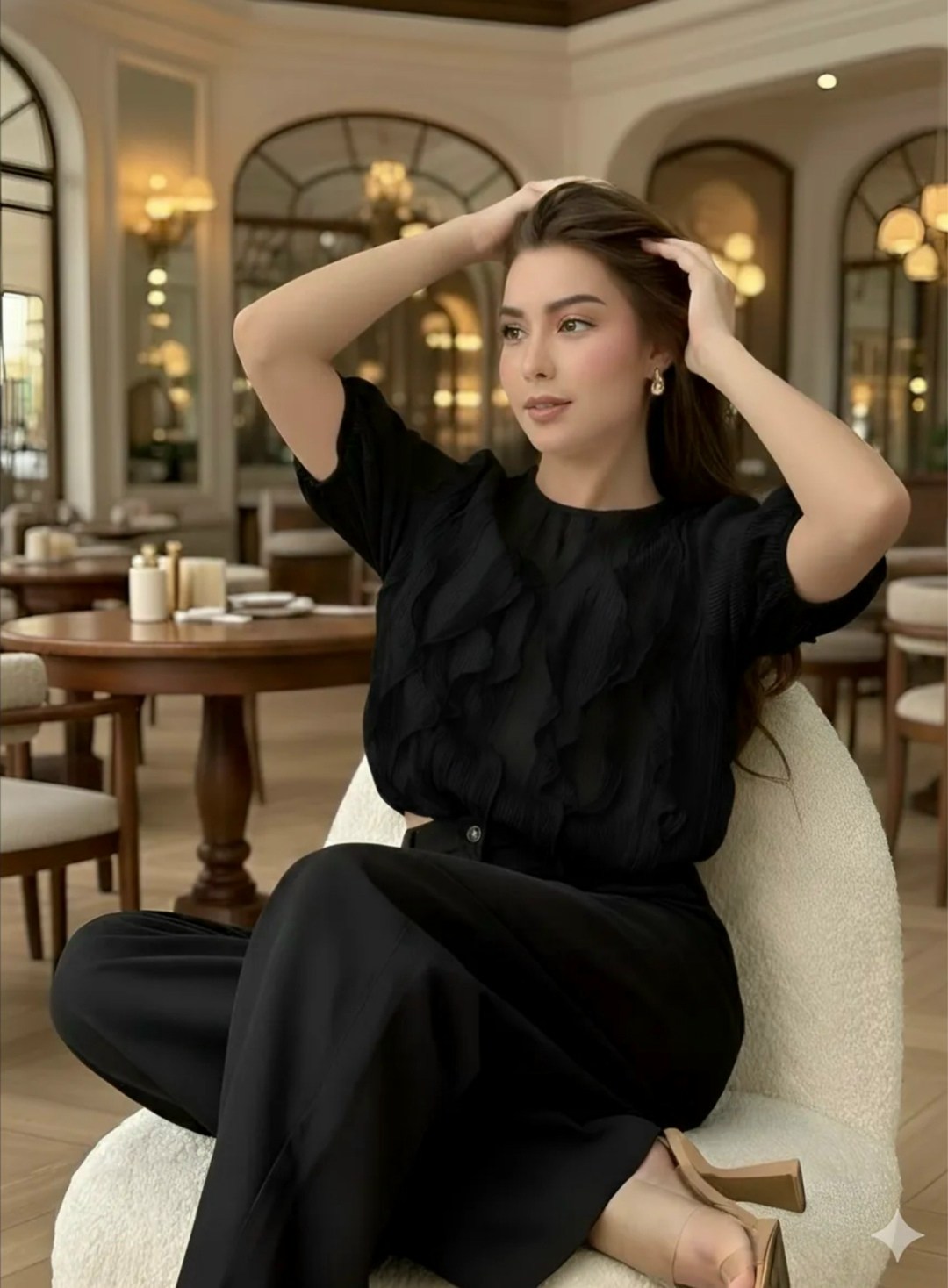 блузка с оборками,шикарная блузка,блуза нарядная,блузка шикарная арт.455768,белая блузка с длинными рукавами шифоновая блузка с рюшами для женщин