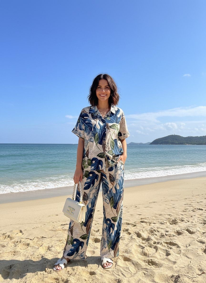 брючный костюм 6060п синий/бежевый,женский брючный костюм из вискозы,костюм женский,брючный костюм 6060п синий/бежевый разноцветный,летние костюмы