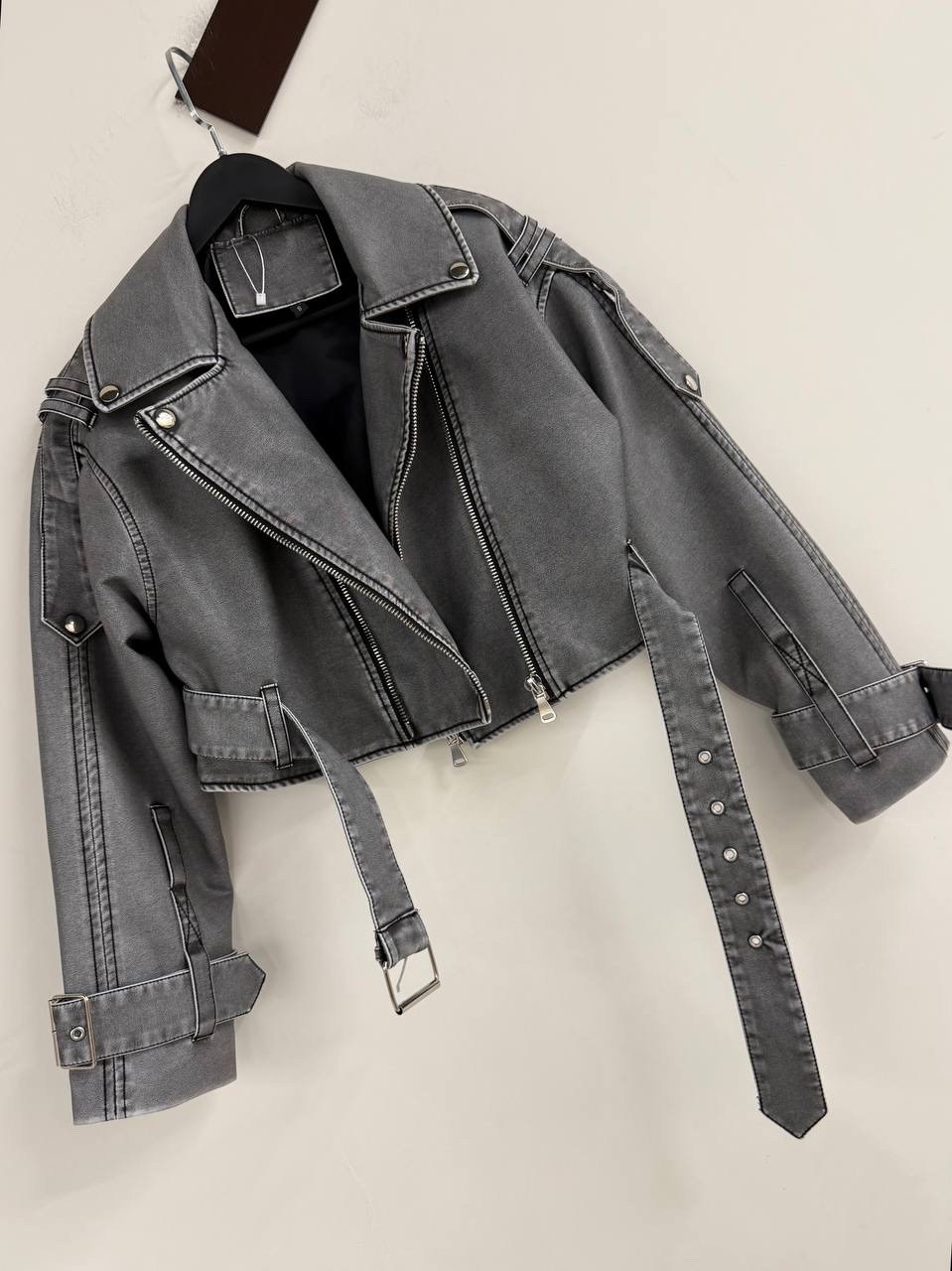 кожаная куртка косуха janna banana цвет серый,кожаная куртка косуха,куртка косуха,женская кожаная куртка косуха,косуха куртка женская