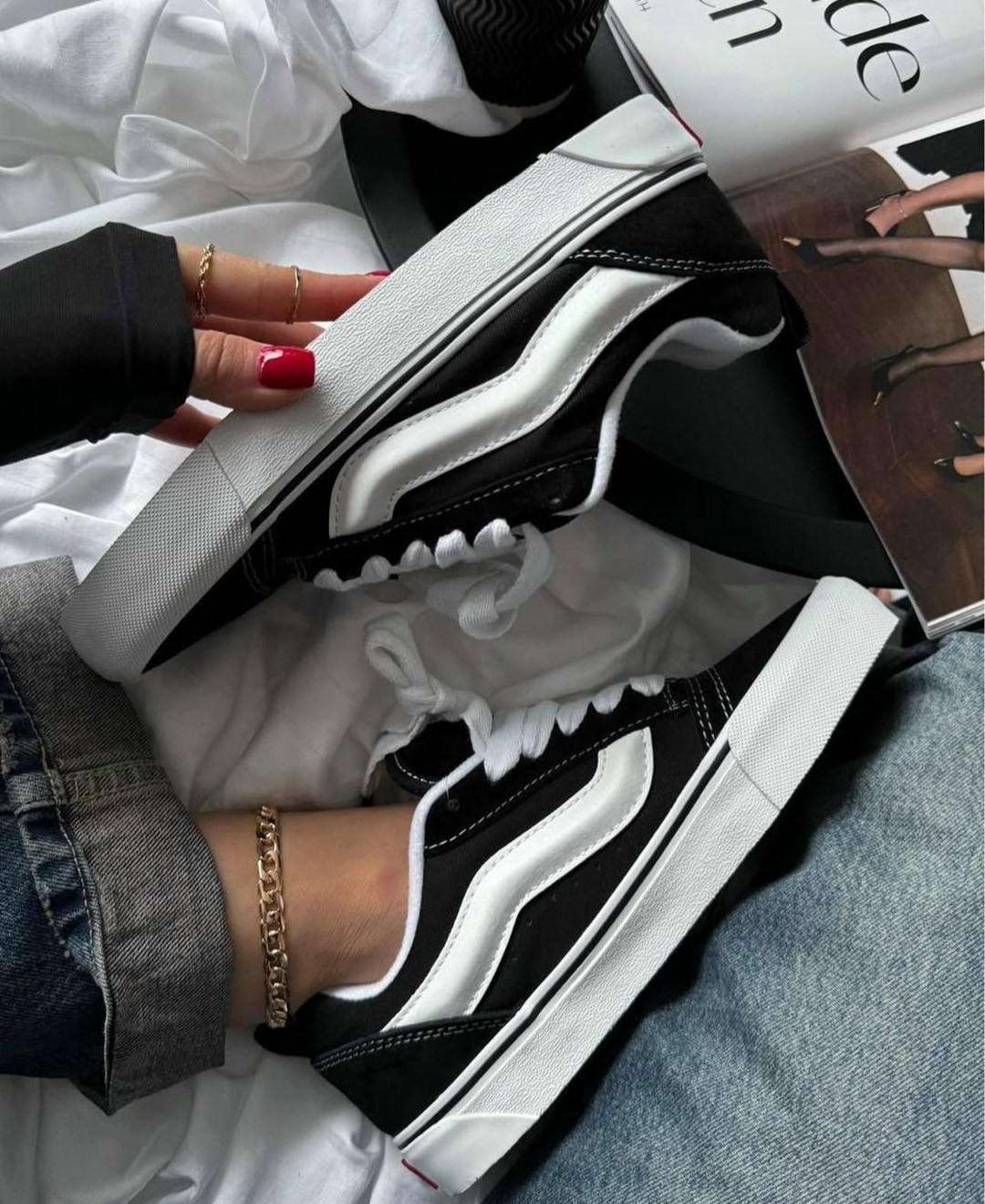 ,кеды vans,женские кроссовки,кеды vans knu school ванс дутый черный,женские кеды vans knu skool black white premium