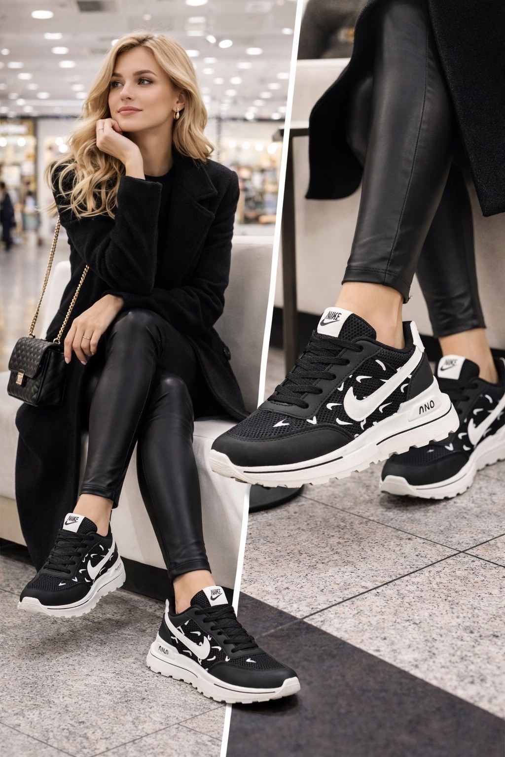 кроссовки найк женские черные на белой подошве,кроссовки женскиe,кроссовки,кроссовки повседневные женские,кроссовки для женщин
