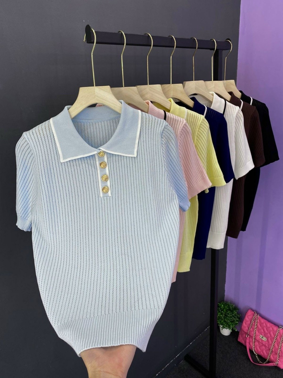 кофточки,кофта женская,кофточка на замке,вязаная футболка поло на пуговицах kosheleva 365142408,кофта поло с пуговицей