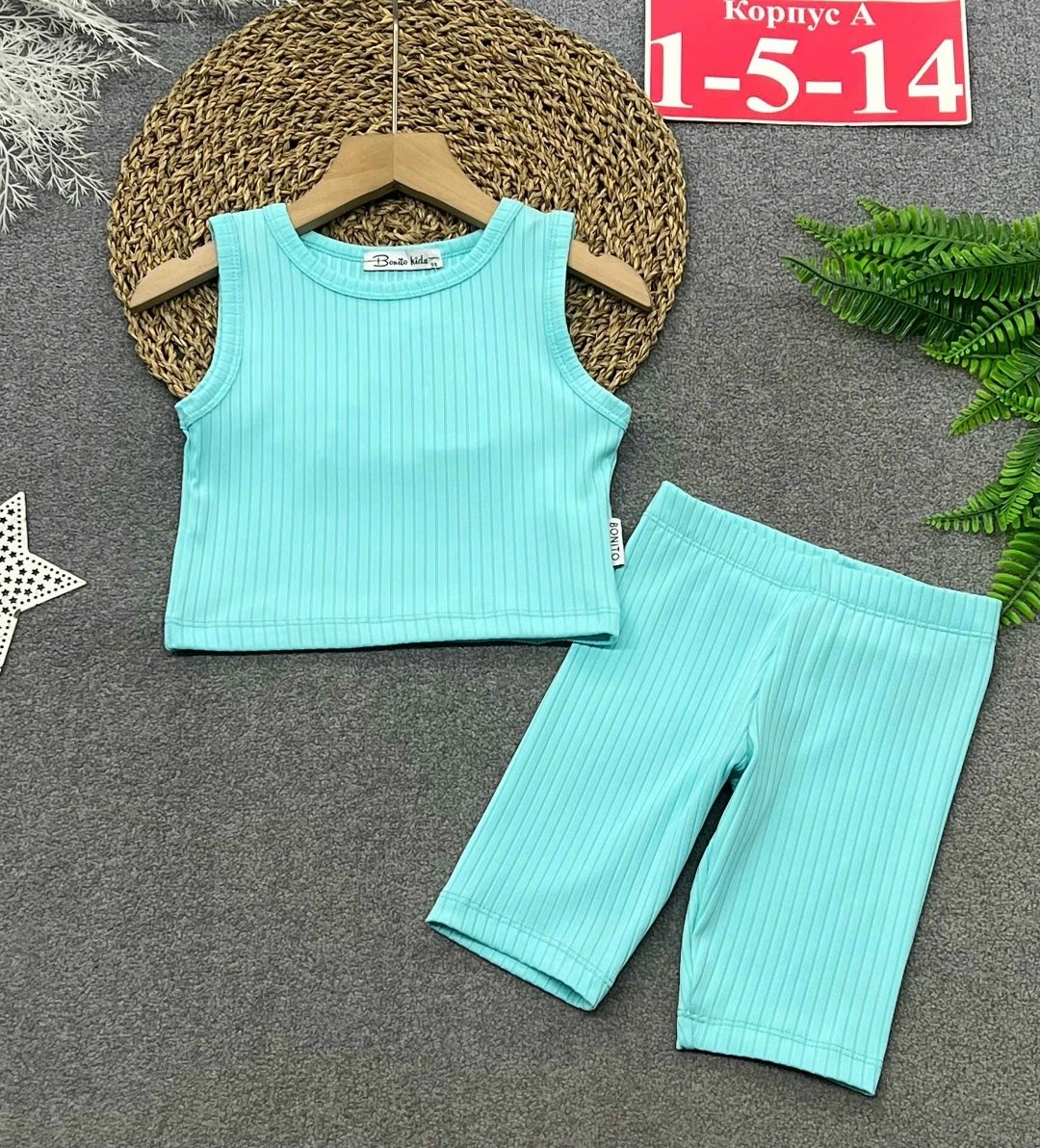 костюм для девочек,летний костюм для девочек,костюм для девочки в рубчик,летний костюм топ с велосипедками sovalina 223713345,одежда для девочек