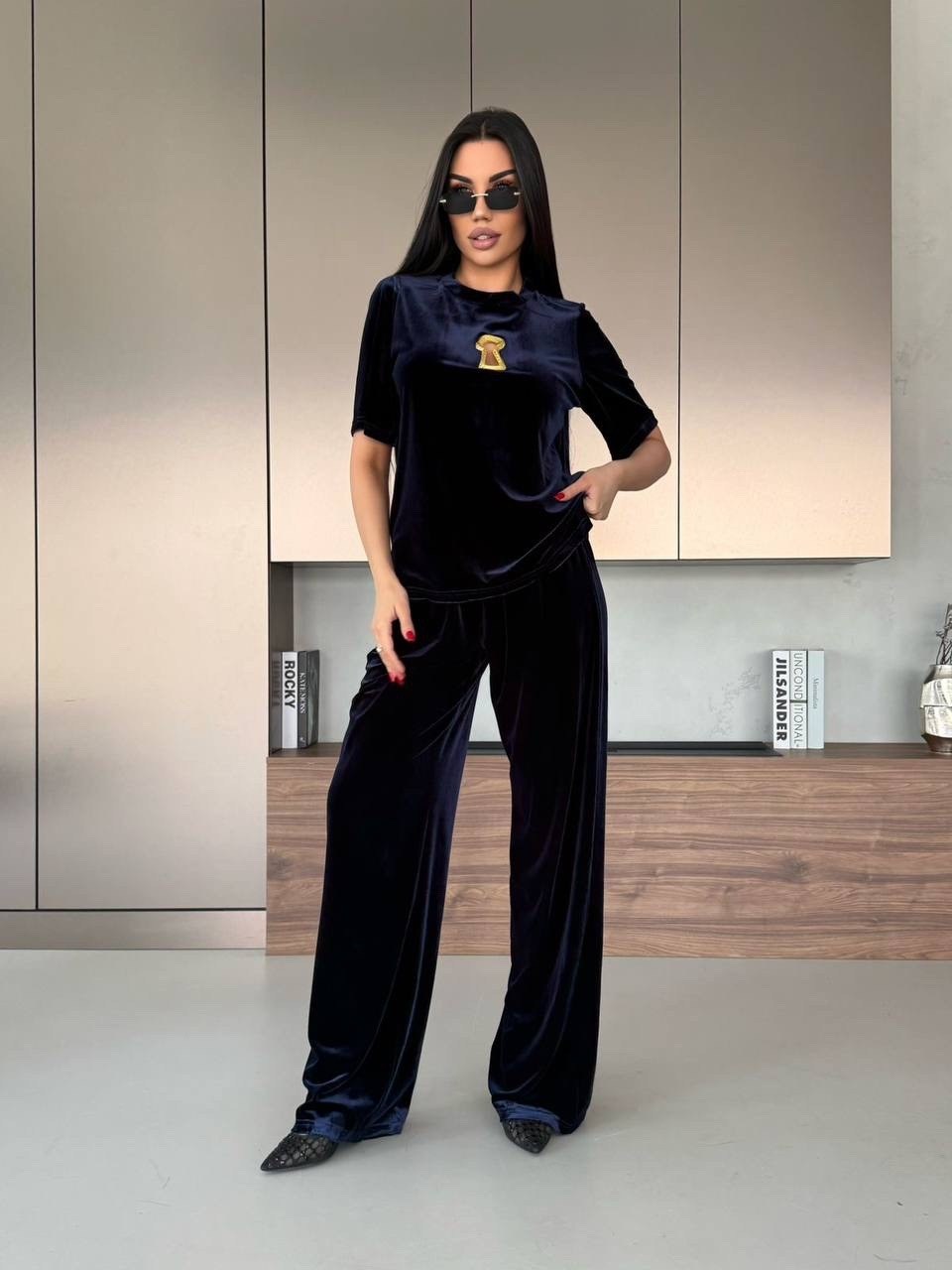 брюки мокко looklikecat 06676420,костюм женский,велюровый костюм,женский велюровый костюм,костюм с брюками