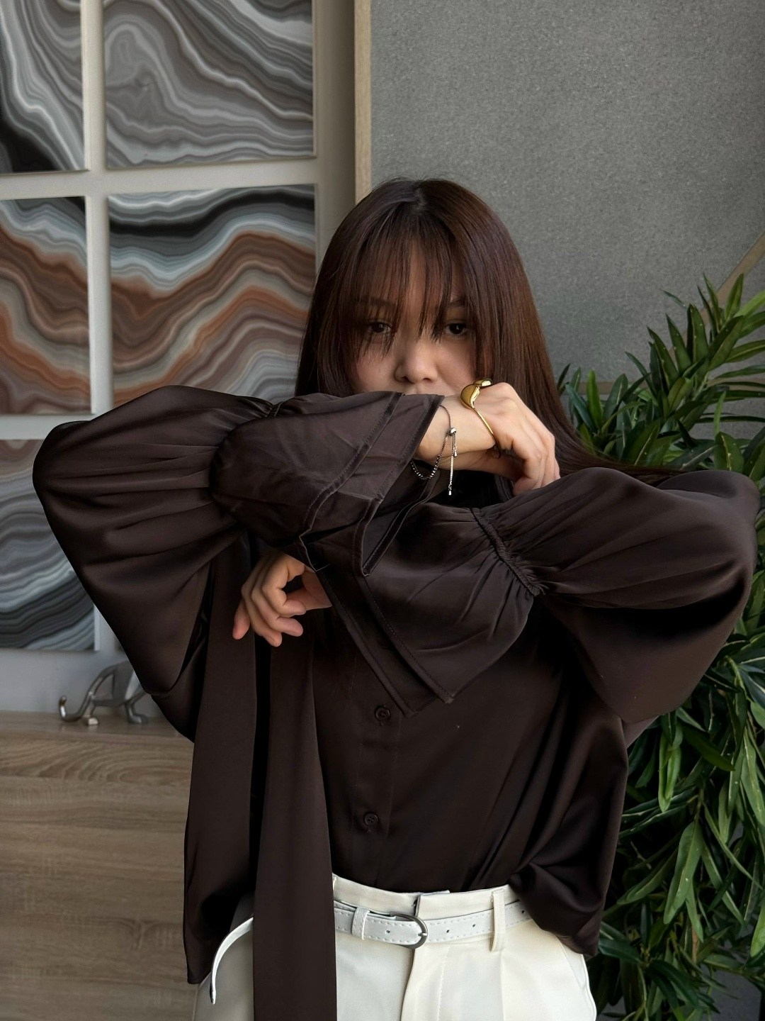 оверсайз блузка,рубашка оверсайз с воланом emberens 303759091,рубашка женская,женская стильная рубашка оверсайз,блуза