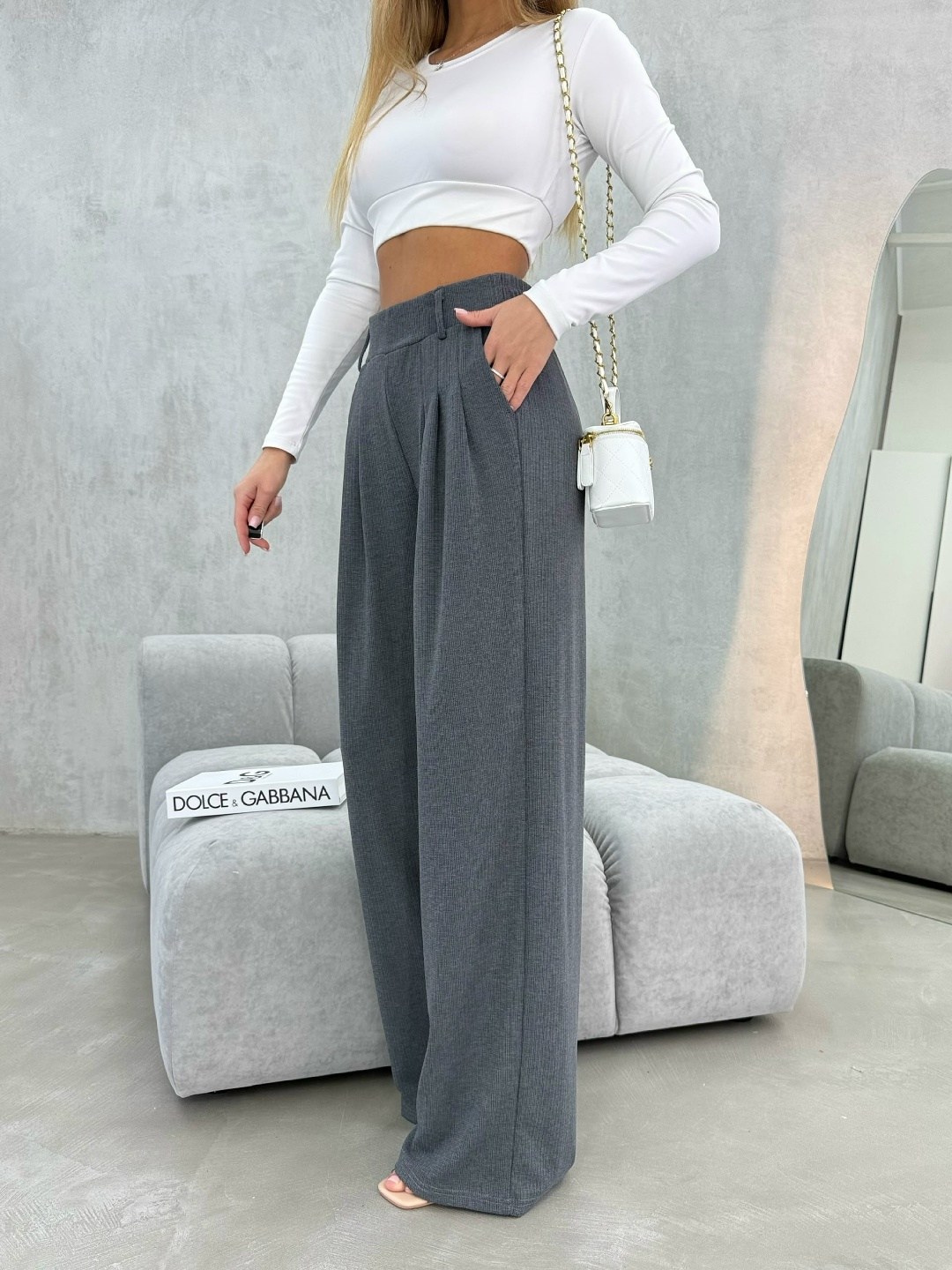 брюки палаццо kiazo размер 42 серый,серые брюки палаццо,брюки палаццо светло-серые,женские брюки палаццо теплые серые,брюки палаццо