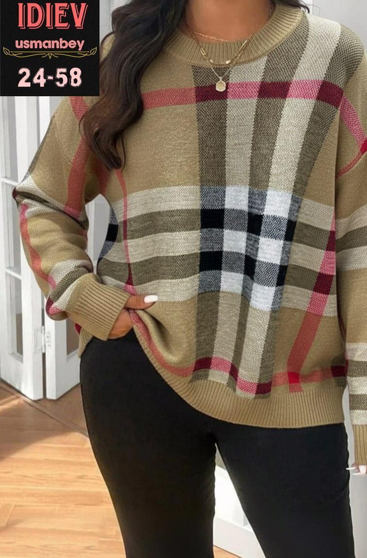 свитер в клетку женский,свитера женские,кофта женский,кофта женская свитер,модные свитера