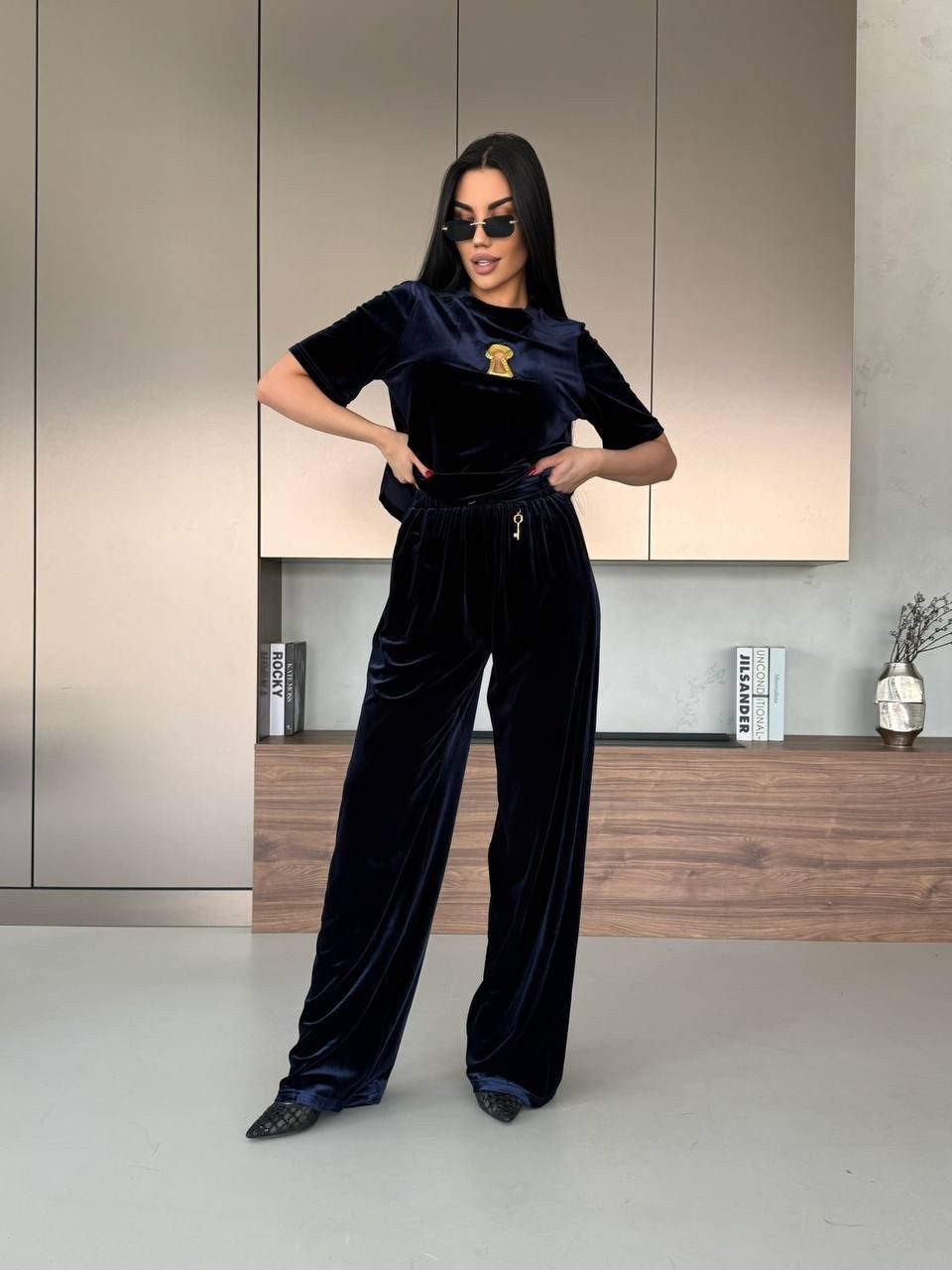 брюки мокко looklikecat 06676420,костюм женский,велюровый костюм,женский велюровый костюм,костюм с брюками