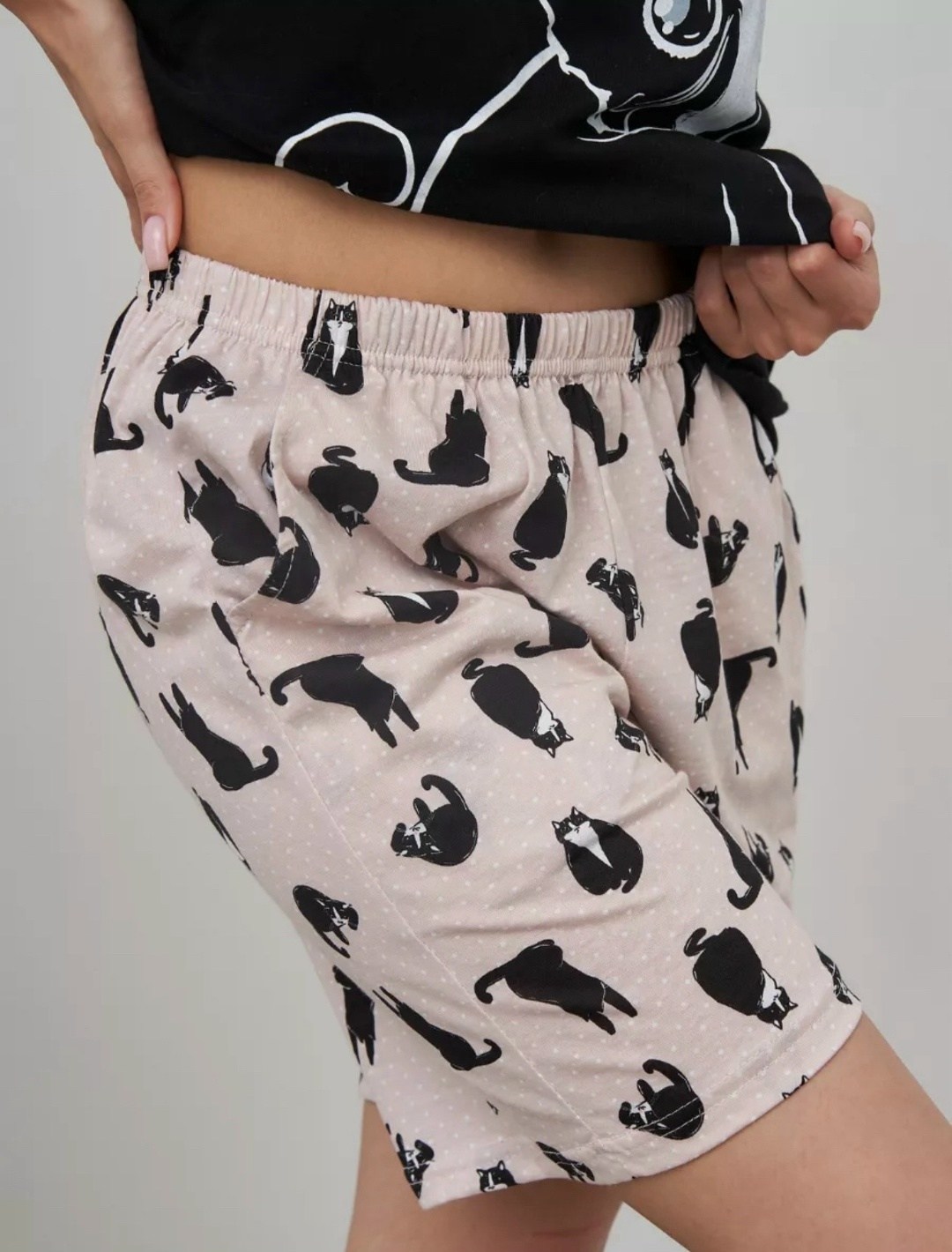 пижама женская с шортам,пижама женская,пижама черный,пижама с шортами,пижама одежда для дома