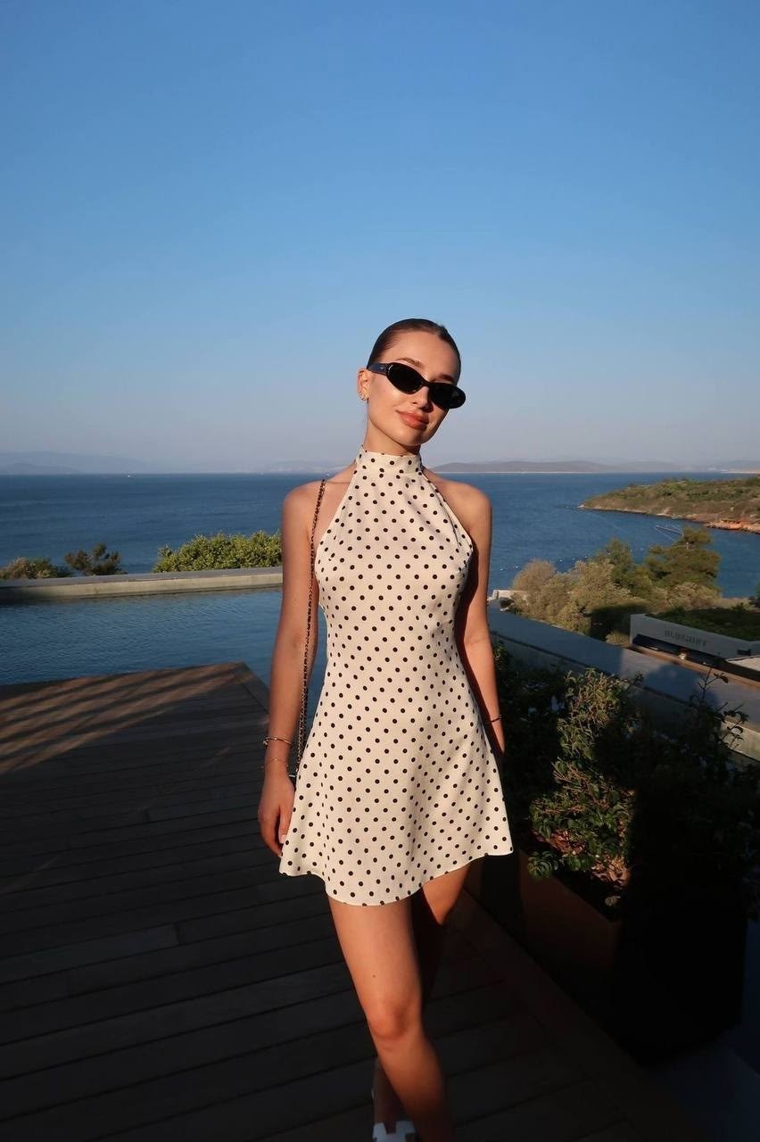 платье,женское платье в горошек,летнее платье,модное платье,белое платье в горошек