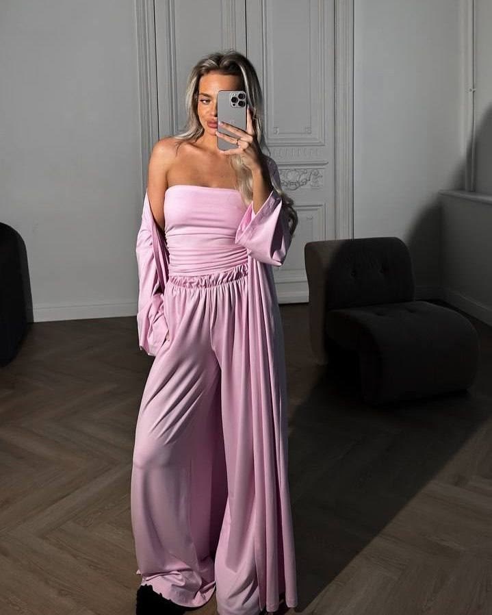 костюм тройка женский,костюм с брюками палаццо,костюм с абаей,костюм летний с брюками палаццо и кимоно и топом,костюм женский