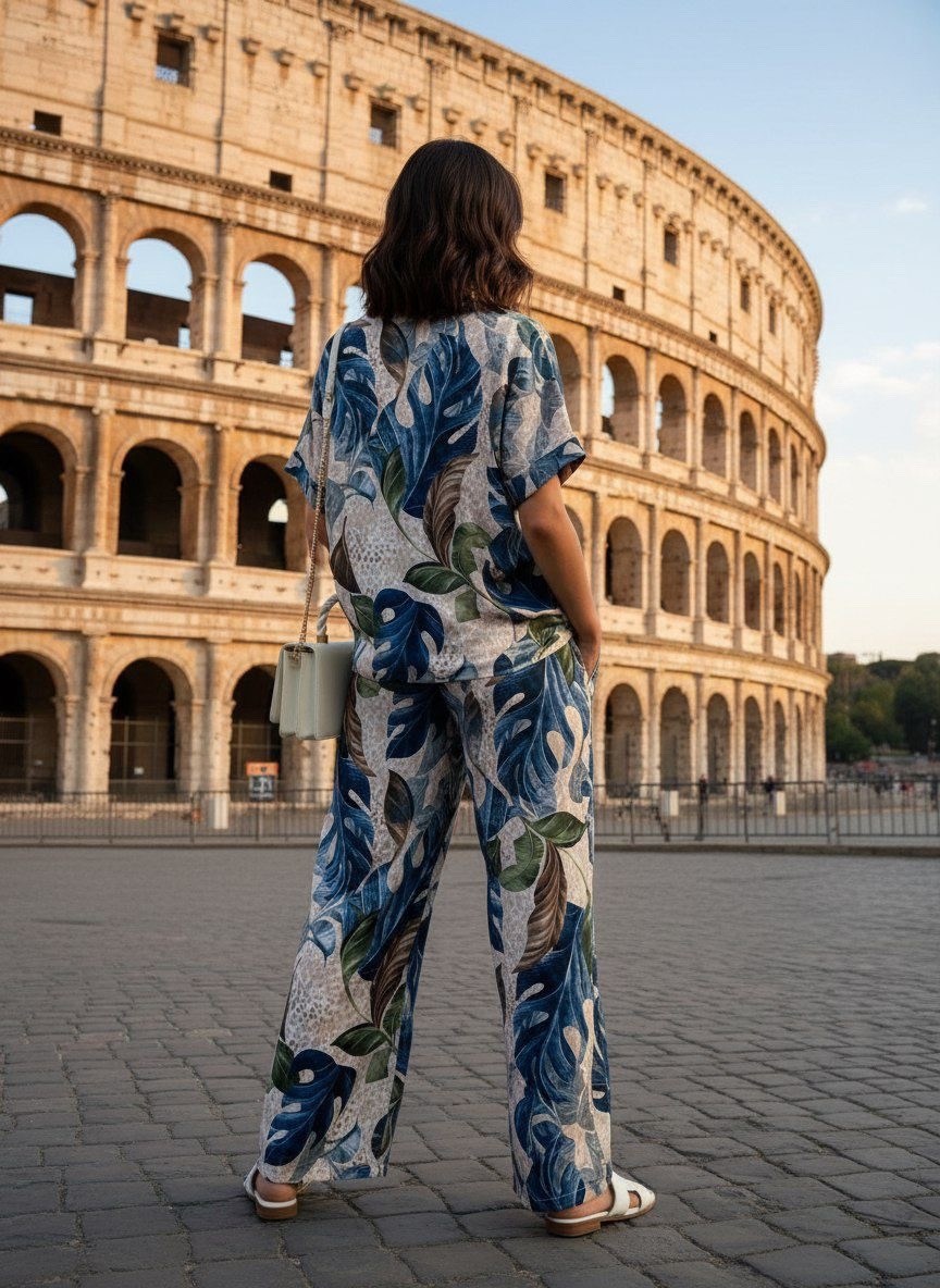 брючный костюм 6060п синий/бежевый,женский брючный костюм из вискозы,костюм женский,брючный костюм 6060п синий/бежевый разноцветный,летние костюмы