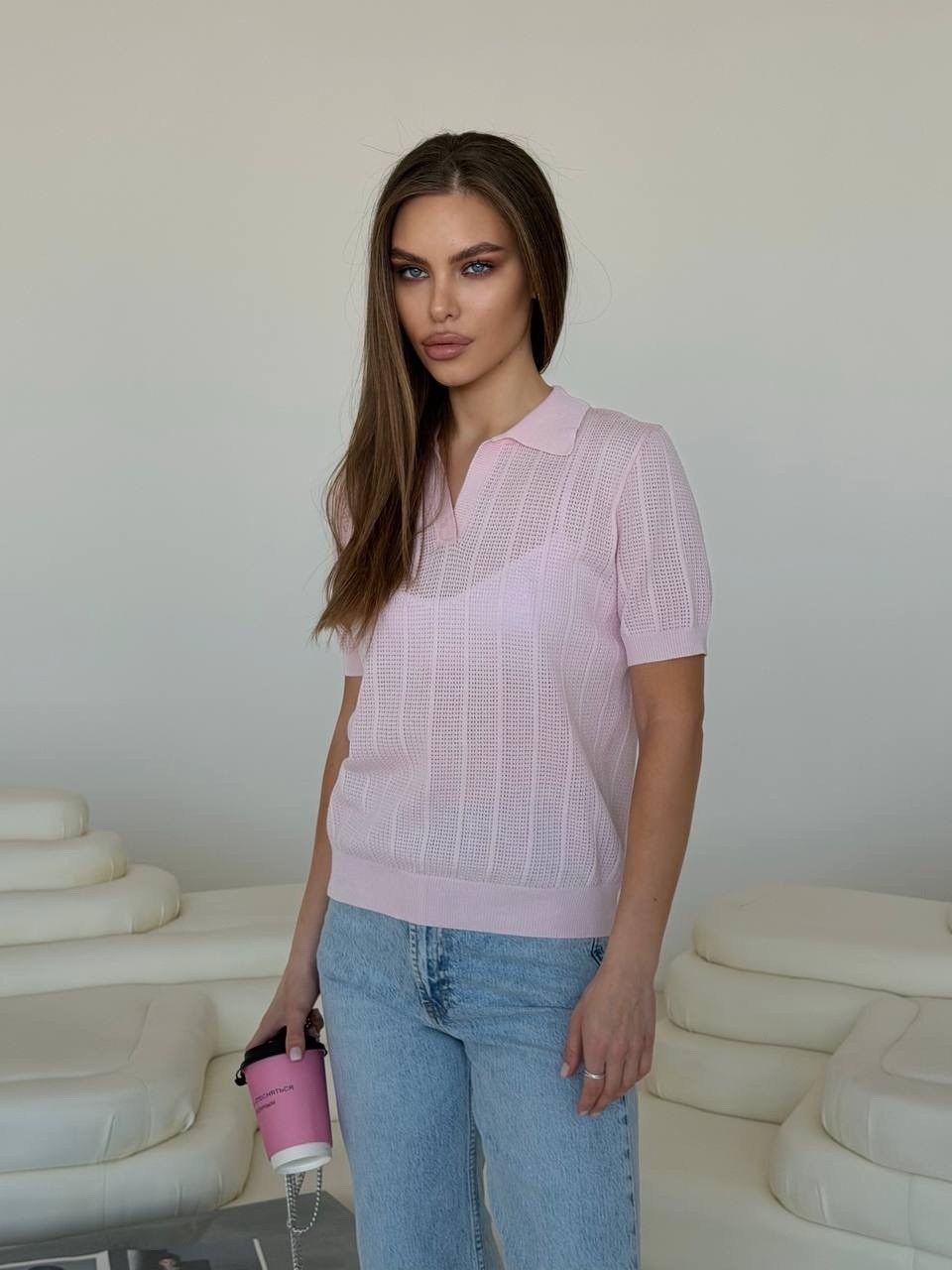 женская кофта,кофта поло,женская трикотажная кофта,кофточка,розовая кофта